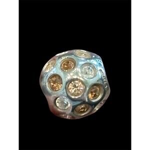 Retired Chamilia Sterling Silver Round Bronze Crystal Disco Ball Charm 925
